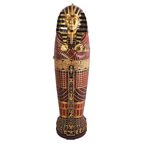 King Tutankhamen Life-Size Sarcophagus Cabinet Egyptian Shelves